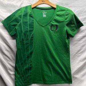 Nike Women's Green PK80 V-Neck Oregon Graphic Short Sleeve Tee